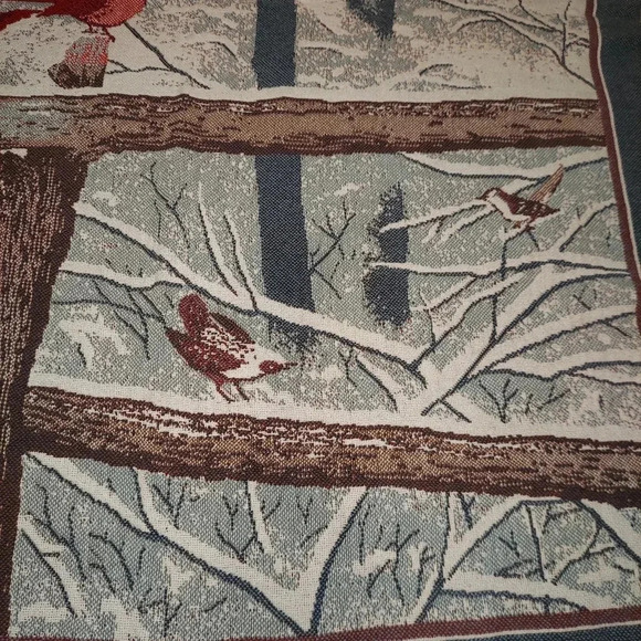 Bob Timberlake Home Collection Tapestry Throw Blanket Winter Birds Made USA - Picture 2 of 5